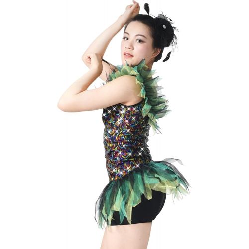  MiDee Pavonine Sequin Camisole Biketard Dance Costume Jazz Clothing