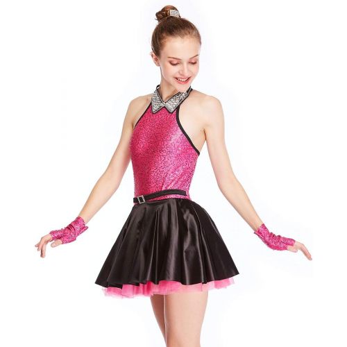  MiDee Lyrical Dress Dance Costume Peaked Collar Sequined Tank Top CC2885