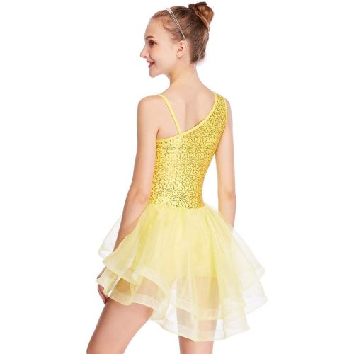  MiDee Dance Dress Costume Ballet Contemporary High-Low Tires Tulle Edged Tutu