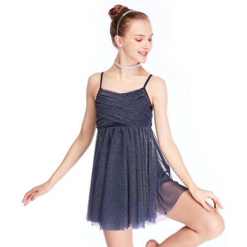  MiDee Lyrical Latin Dress Dance Costume Glitter Camisole Knee-Length Skirt for Girls
