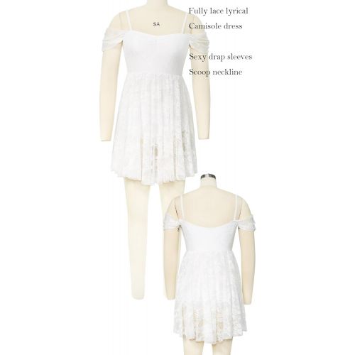  MiDee Nylon Lace Lyrical Dress Dance Costume Drap Sleeves and Georgette Fully Lined Leotard Underneath