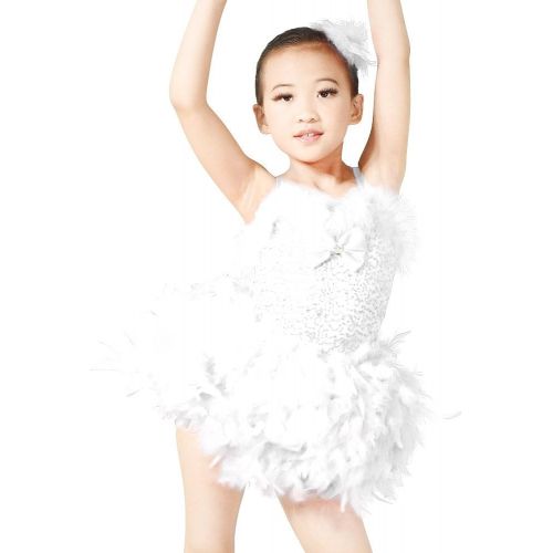  MiDee Girls Ballet Tutu Dress Dance Costume Sequins Camisole Feather Skirt