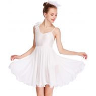 MiDee Lyrical Dress Dance Costume Camisole One Shoulder Ruffle Sequined Cruly Skirt Hem
