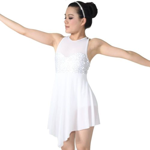  MiDee Lyrical Dance Costume Dress Illusion Sweetheart Sequins Trianglar Cut Skirt
