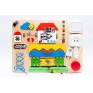 /MiKoss Busy board for toddlers Activity game for boys and girls 0-4 years made by montessori metod from eco materials.