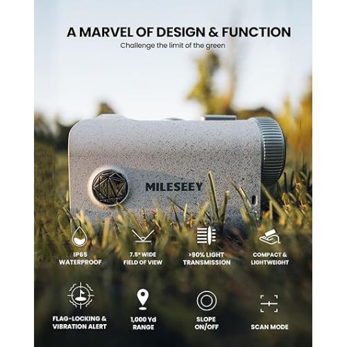  MiLESEEY PF1 1000 Yards Golf Rangefinder with Slope Switch, All Weather Golf Range Finder, 0.1s Flag Lock with Pulse Vibration, IP65 Waterproof, 7.5° Wide View, Continuous Scan Mode