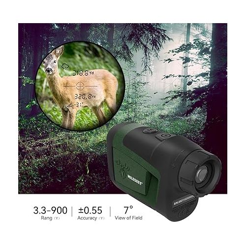  MILESEEY PF210 Laser Range Finder for Hunter, 800 Yards Archery Rangefinder for Bow Hunting with Horizontal & Vertical Distance, Speed Mode