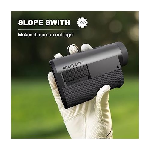  Golf Range Finder 656 Yards, MiLESEEY Golf Rangefinder with Rechargeable Battery, Flag Lock with Pulse Vibration, Slope On-Off, 0.5Yd Accuracy and 0.3s Measuring Speed，6X Magnification (Black)