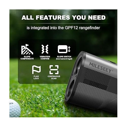  Golf Range Finder 656 Yards, MiLESEEY Golf Rangefinder with Rechargeable Battery, Flag Lock with Pulse Vibration, Slope On-Off, 0.5Yd Accuracy and 0.3s Measuring Speed，6X Magnification (Black)