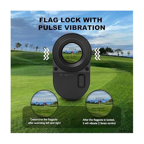  Golf Range Finder 656 Yards, MiLESEEY Golf Rangefinder with Rechargeable Battery, Flag Lock with Pulse Vibration, Slope On-Off, 0.5Yd Accuracy and 0.3s Measuring Speed，6X Magnification (Black)