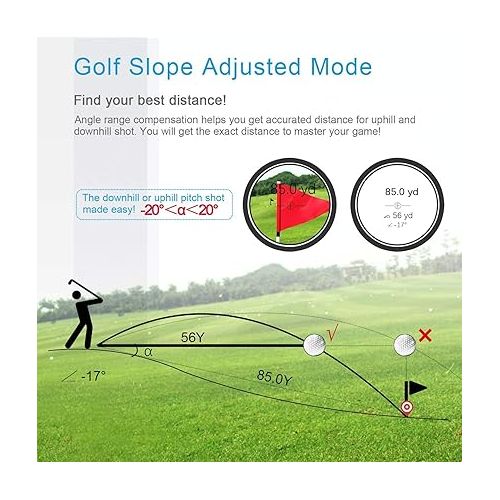  Mileseey Professional Laser Golf Rangefinder 660 Yards with Slope Compensation,±0.55yard Accuracy,Fast Flagpole Lock,6X Magnification,Distance/Angle/Speed Measurement for Golf,Hunting