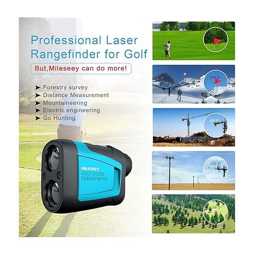  Mileseey Professional Laser Golf Rangefinder 660 Yards with Slope Compensation,±0.55yard Accuracy,Fast Flagpole Lock,6X Magnification,Distance/Angle/Speed Measurement for Golf,Hunting