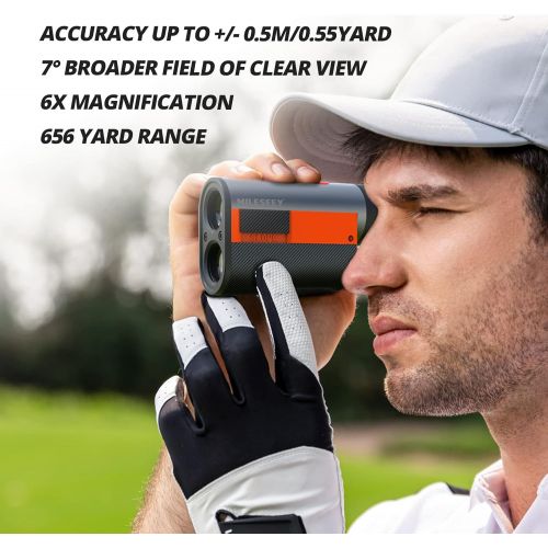  MiLESEEY Golf Range Finder 656 Yards, Laser Rangefinder with Magnetic, Flag Lock with Pulse Vibration, Slope On-Off, 6X Magnification, Rechargeable Rangefinder for Golf