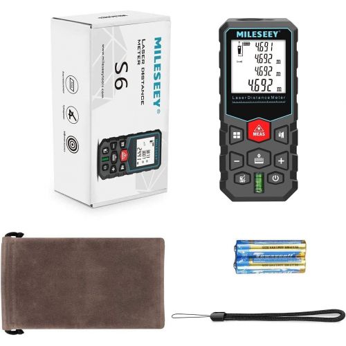  [아마존베스트]Mileseey Laser Measure, 40M/131Ft Laser Distance Meter,±2mm Accuracy Laser Measure Device with Pythagorean Mode, Distance, Area and Volume Measurement with Mute Function LCD Backli