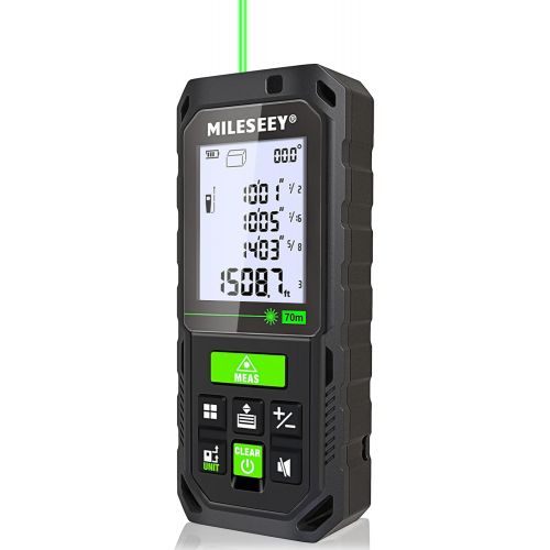  [아마존베스트]MiLESEEY Laser Measure 229Ft, Green Laser Measuring Device with Angle Sensor, Real Time Digital Laser Distance Meter with Backlit LCD for Auto height, level Pythagorean, Area and V