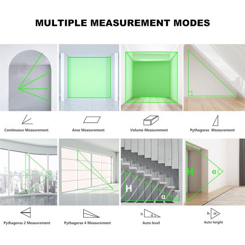  [아마존베스트]MiLESEEY Laser Measure 229Ft, Green Laser Measuring Device with Angle Sensor, Real Time Digital Laser Distance Meter with Backlit LCD for Auto height, level Pythagorean, Area and V