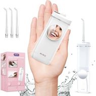 Water Flosser with Mirror, Portable Pocket Mini Oral Irrigator, 3 Mode, Cordless for Travel & Home, IPX7 Waterproof Teeth Pick, Telescopic Reservoir, Water Flosser for Teeth, Gums Care, White
