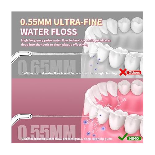  Water Flosser with Mirror, Portable Pocket Mini Oral Irrigator, 3 Mode, Cordless for Travel & Home, IPX7 Waterproof Teeth Pick, Telescopic Reservoir, Water Flosser for Teeth, Gums Care, White