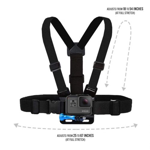  MiPremium Chest Mount Harness Compatible with GoPro Hero 8 7 6 5 4 3 3+ 2 Fusion Session Black Silver & AKASO EK7000 Sjcam Sports Cameras Adjustable Body Strap + Jhook & Aluminum T