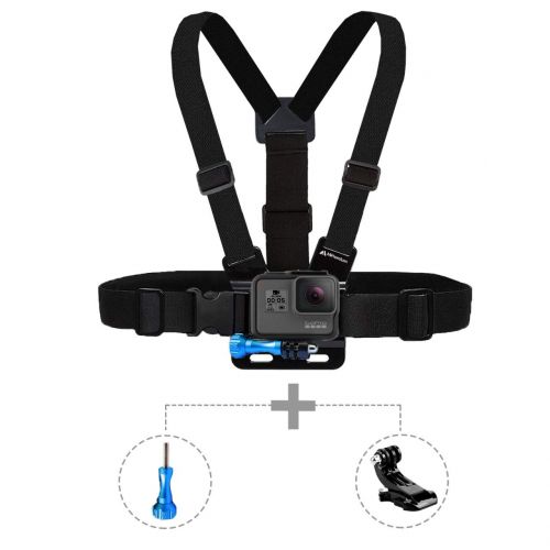  MiPremium Chest Mount Harness Compatible with GoPro Hero 8 7 6 5 4 3 3+ 2 Fusion Session Black Silver & AKASO EK7000 Sjcam Sports Cameras Adjustable Body Strap + Jhook & Aluminum T