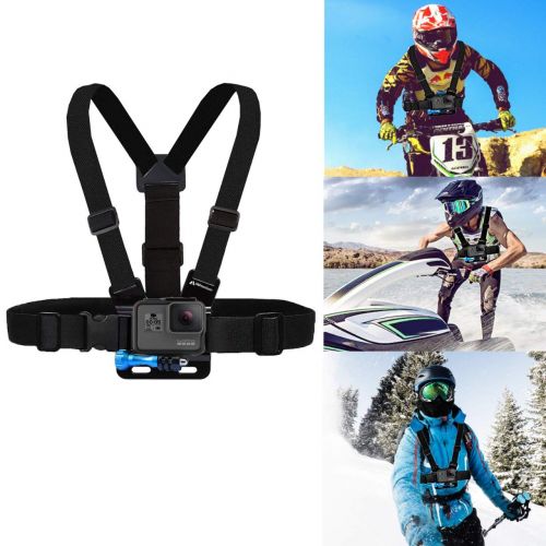  MiPremium Chest Mount Harness Compatible with GoPro Hero 8 7 6 5 4 3 3+ 2 Fusion Session Black Silver & AKASO EK7000 Sjcam Sports Cameras Adjustable Body Strap + Jhook & Aluminum T