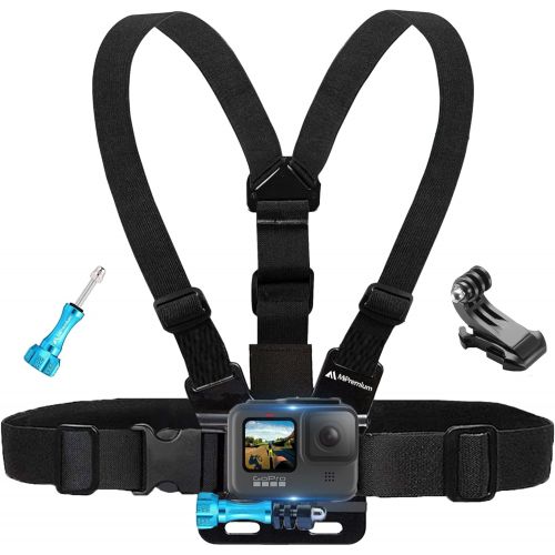  MiPremium Chest Mount Harness Compatible with GoPro Hero 10 9 8 7 6 5 4 3 2 Fusion Session Black Silver & AKASO EK7000 Sjcam Sports Cameras Adjustable Body Strap Jhook & Aluminum T