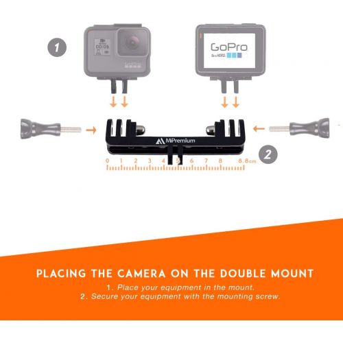  MiPremium Dual Twin Mount Adapter Accessories with Tripod Mount Adapter Thumbscrews and Phone Clip for GoPro Hero 10 9 8 7 6 5 4 3 3+ 2 1 Session Black Silver Double Mounting Accessory Kit f