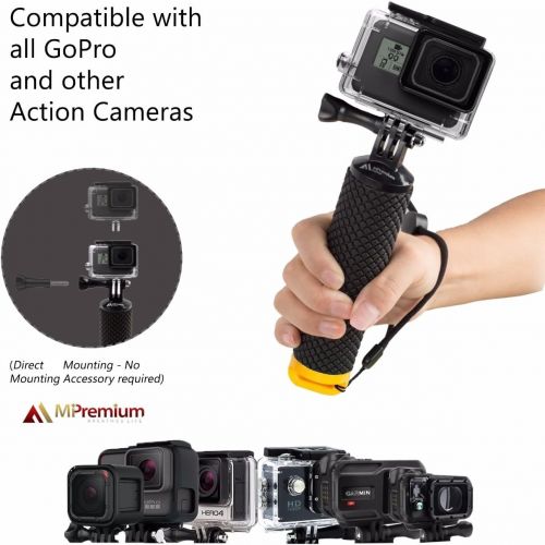  MiPremium Waterproof Floating Hand Grip Compatible with GoPro Cameras Hero 10 9 8 7 6 5 4 3 Session Black Silver Handler Plus Free Handle Mount Accessories for Water Sport and Acti