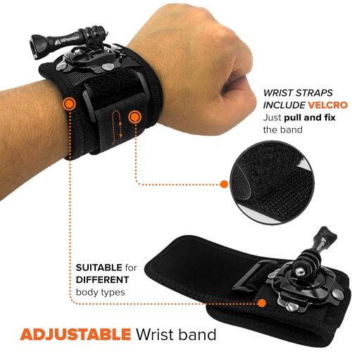  MiPremium Wrist Strap Mount for GoPro Session Black Silver Hero 10 9 8 7 6 5 4 3 3+ 2 XIAOYI 4K SJCAM Yi for Akaso Adjustable Cycling Arm Band Holder for Action Camera & Outdoor Sp