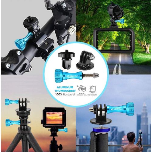  MiPremium Tripod Monopod Adapter Mount Kit for GoPro Hero 10 9 8 6 7 5 4 3 Black Silver Session. 1/4 Mount & Aluminium Thumbscrews Action Cam Mounting Accessories for AKASO Campark