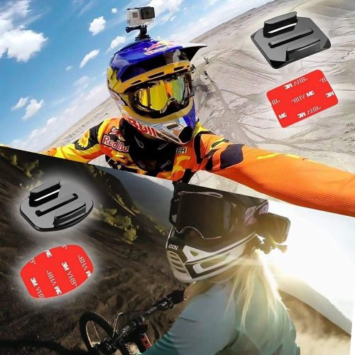  MiPremium Adhesive Mount Kit & 3M Sticky Pads for GoPro Hero 10 9 8 7 6 5 4 Black Silver Session Cameras. Flat & Curved Helmet Mounting Attachment Accessories for Go Pro Other Acti