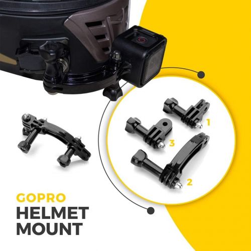  MiPremium Rotary Extension Arm Helmet Mount Set for GoPro Hero 10 9 8 7 6 5 4 3+ 2 Session Black Silver XIAOYI 4K SJCAM Yi Sports Action Camera Accessories Kit Motorcycle Curved Ch