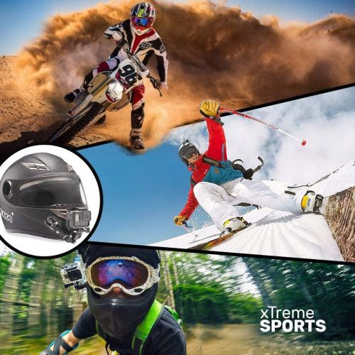  MiPremium Rotary Extension Arm Helmet Mount Set for GoPro Hero 10 9 8 7 6 5 4 3+ 2 Session Black Silver XIAOYI 4K SJCAM Yi Sports Action Camera Accessories Kit Motorcycle Curved Ch