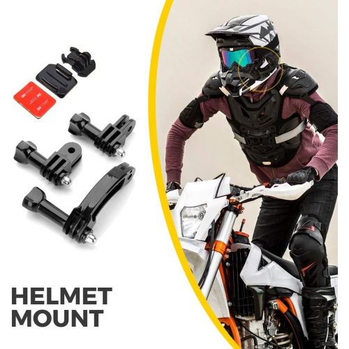  MiPremium Rotary Extension Arm Helmet Mount Set for GoPro Hero 10 9 8 7 6 5 4 3+ 2 Session Black Silver XIAOYI 4K SJCAM Yi Sports Action Camera Accessories Kit Motorcycle Curved Ch