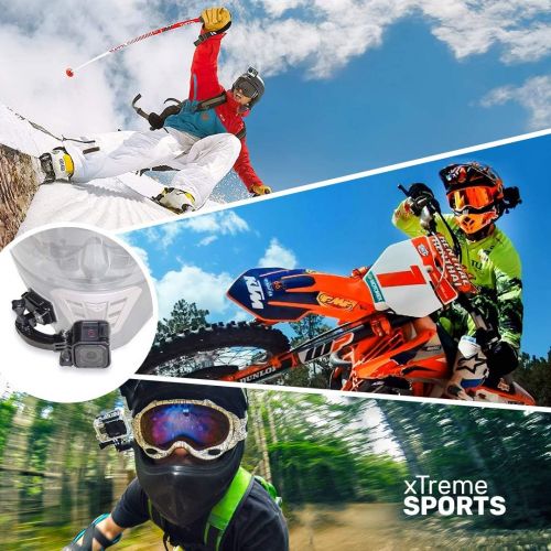  MiPremium Rotary Extension Arm Helmet Mount Set for GoPro Hero 10 9 8 7 6 5 4 3+ 2 Session Black Silver XIAOYI 4K SJCAM Yi Sports Action Camera Accessories Kit Motorcycle Curved Ch