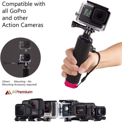  MiPremium Waterproof Floating Hand Grip Compatible with GoPro Hero 10 9 8 7 6 5 4 3+ 2 1 Session Black Silver Handler & Handle Mount Accessories Kit for Water Sport and Action Cameras (Rose