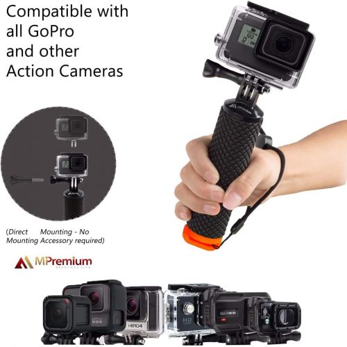  MiPremium Waterproof Floating Hand Grip Compatible with GoPro Hero 10 9 8 7 6 5 4 3+ 2 1 Session Black Silver Handler & Handle Mount Accessories Kit for Water Sport and Action Cameras (Orang