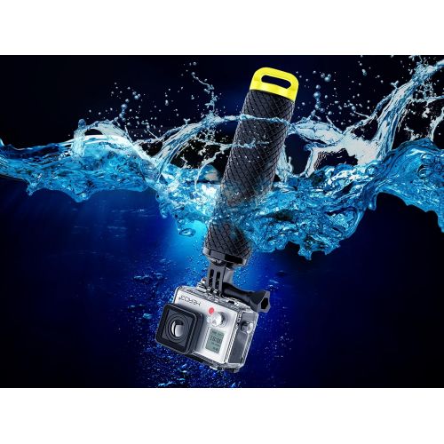  MiPremium Waterproof Floating Hand Grip Compatible with GoPro Hero 10 9 8 7 6 5 4 3+ 2 1 Session Black Silver Camera Handler & Handle Mount Accessories Kit for Water Sport and Action Cameras