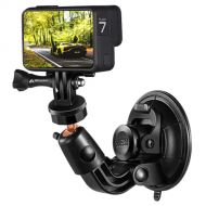 MiPremium Car Suction Cup Mount for GoPro Hero 10 9 8 7 6 5 4 3 3+ 2 Session Black Silver XIAOYI 4K SJCAM Yi Sports Action Camera Dash Cam Holder Perfect for Boats Vehicle Windshie
