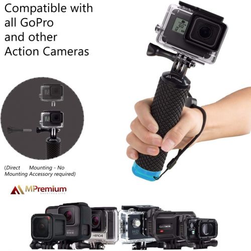  MiPremium Waterproof Floating Hand Grip Compatible with GoPro Hero 10 9 8 7 6 5 4 3+ 2 1 Session Black Silver Camera Handler & Handle Mount Accessories Kit for Water Sport and All Action Cam