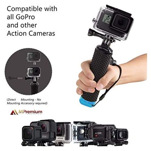  [아마존베스트]MiPremium Waterproof Floating Hand Grip Compatible with GoPro Hero 9 8 7 6 5 4 3+ 2 1 Session Black Silver Camera Handler & Handle Mount Accessories Kit for Water Sport and All Action Camera