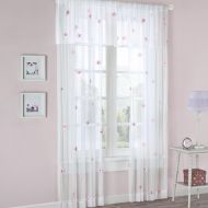 Mi-Zone White Sheer Curtains For Bedroom, Modern Contemporary Window Curtain 84 inches Long , Lily Floral Rod Pocket Pink Sheer Curtain , 52X84, 1-Panel Pack