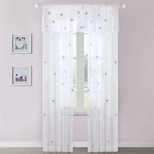  Mi-Zone White Sheer Curtains For Bedroom, Modern Contemporary Window Curtain 84 inches Long , Lily Floral Rod Pocket Pink Sheer Curtain , 52X84, 1-Panel Pack