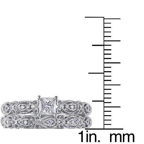  Miadora Signature Collection 10k White Gold 13ct TDW Diamond Vintage Bridal Set by Miadora