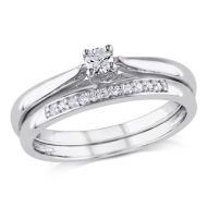 Miadora Sterling Silver 1/6ct TDW Diamond Bridal Ring Set by Miadora