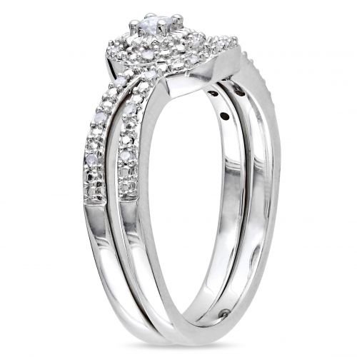  Miadora Sterling Silver 17ct TDW Diamond Bridal Ring Set by Miadora