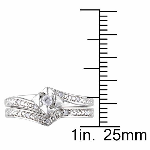  Miadora Sterling Silver 110ct TDW Diamond Bridal Set by Miadora