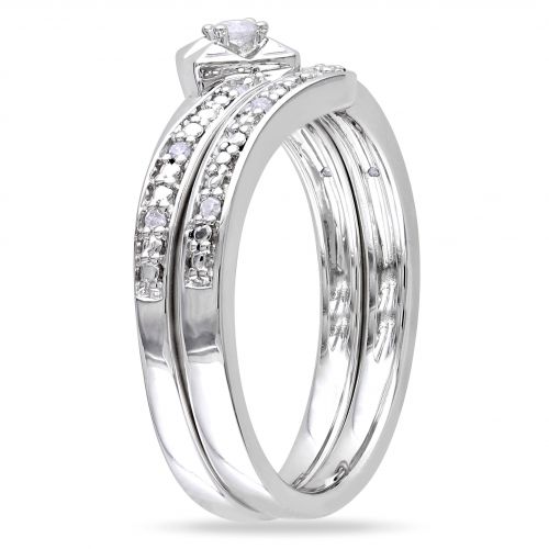  Miadora Sterling Silver 110ct TDW Diamond Bridal Set by Miadora