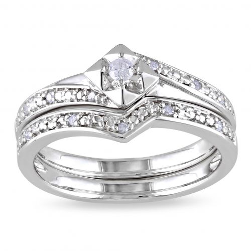  Miadora Sterling Silver 110ct TDW Diamond Bridal Set by Miadora