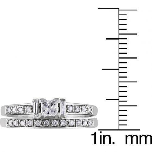  Miadora 14k White Gold 13ct TDW Princess Diamond Bridal Set (G-H, I1-I2) by Miadora
